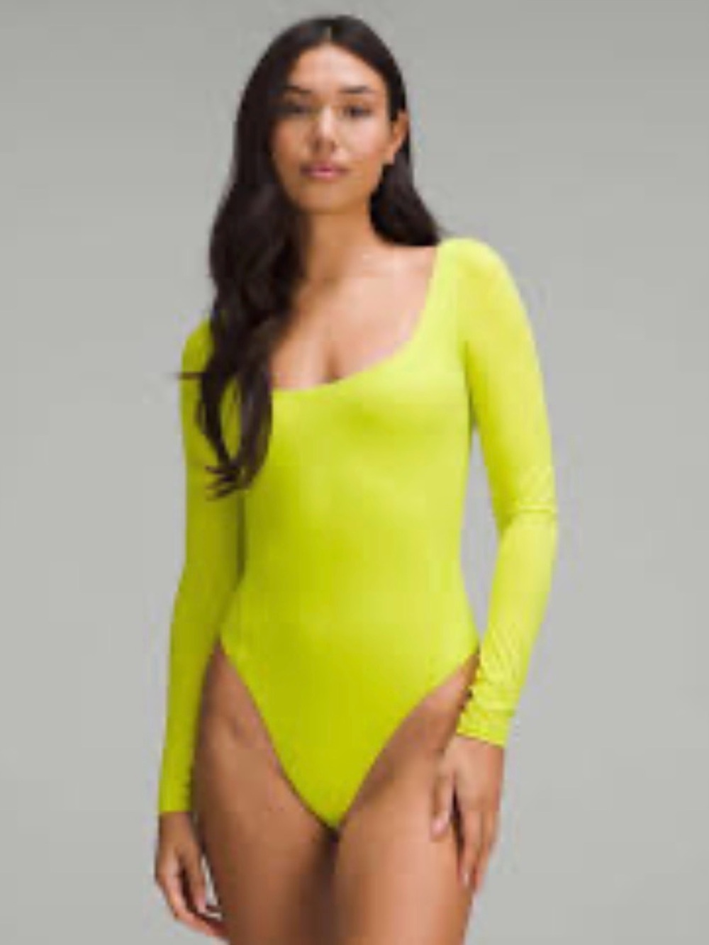 Wundermost lululemon athletica yellow Lime Scoop Neck Long Sleeve Bodysuit L